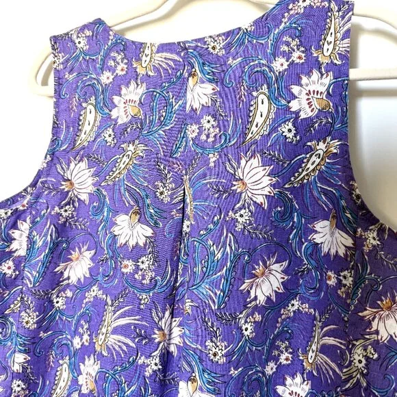 J-Jill Dress Women's Linen Purple Flower Sleeveless Size L - Picture 6 of 6